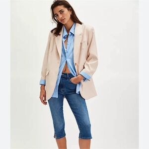 🍀 Free People Paper Cut Blazer Brazilian Sand Oversized Tailored Neutral Jacket